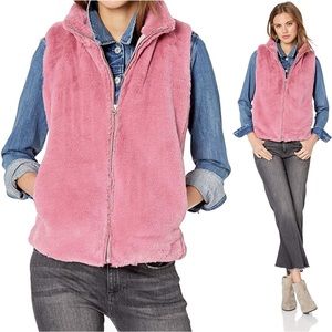 J. CREW FACTORY Faux Fur Vest Fuzzy Rose Pink Zip